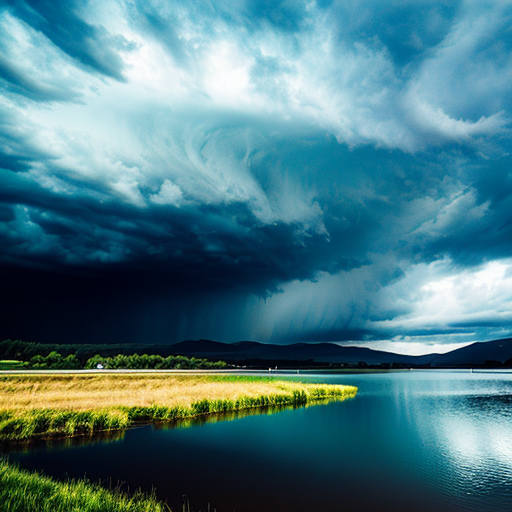 Sturm mit dunklen Wolken braut sich über einem See zusammen. Symbolbild für Überforderung