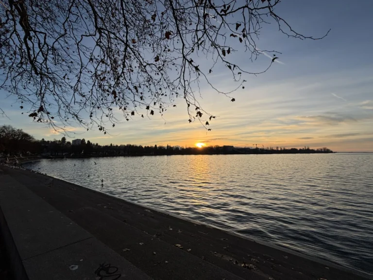 Sonnenuntergang an einem See als Symbol für den Jahresrückblick